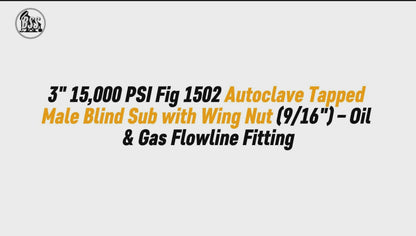 3" 15,000 PSI Fig 1502 Autoclave Tapped Male Blind Sub with Wing Nut (9/16") – Oil & Gas Flowline Fitting