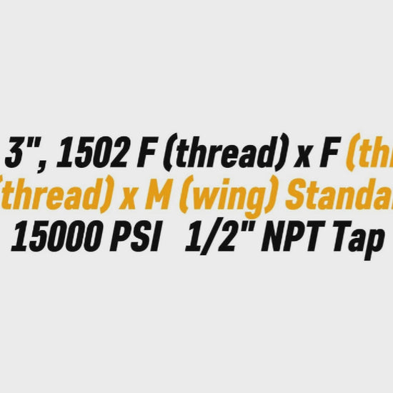 Cross, 3", 1502 F (thread) x F (thread) x F (thread) x M (wing) Standard, 15000 PSI 1/2"_ NPT TAP