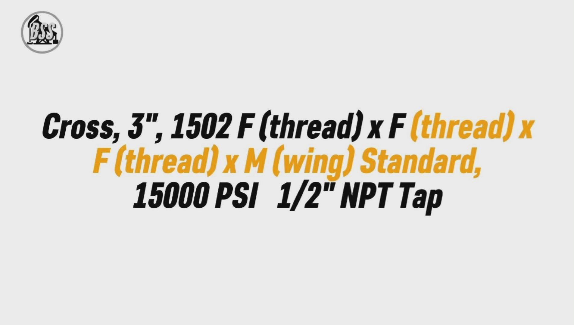 Cross, 3", 1502 F (thread) x F (thread) x F (thread) x M (wing) Standard, 15000 PSI 1/2"_ NPT TAP