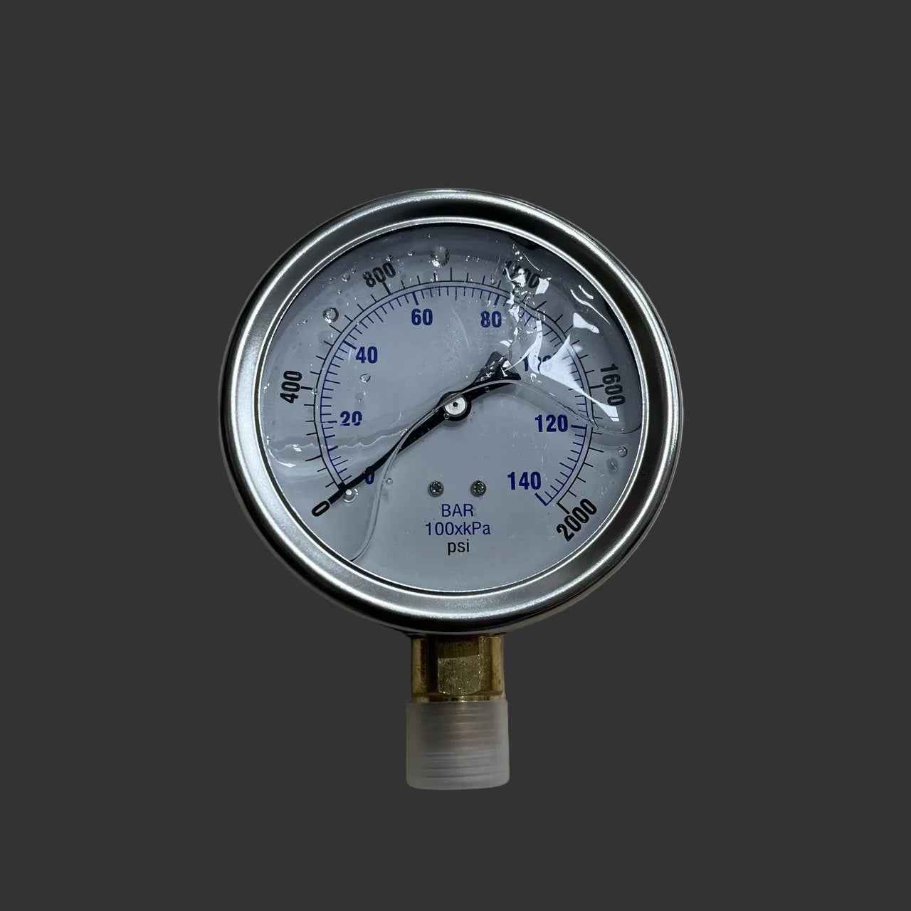 Premium Liquid-Filled Pressure Gauge – 2000 PSI, 1/2" Bottom Mount (Part # 1002G2K)