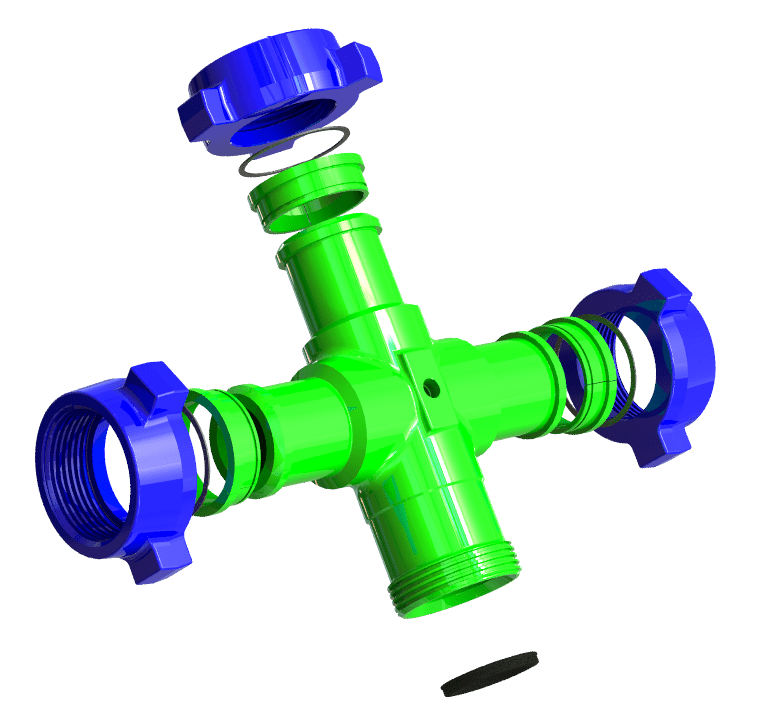Exploded View - Cross 2_, 3_ & 4_ 1502 MMMF WITH 1 2_ NPT TAP (SOUR)-min
